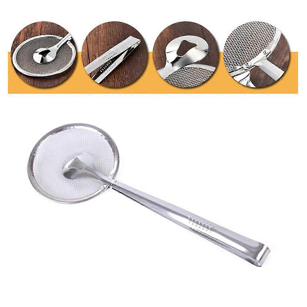 29CM Stainless Steel Filter Spoon with Clip Multifunctional Colander OilFrying Filter Fried Food Clip