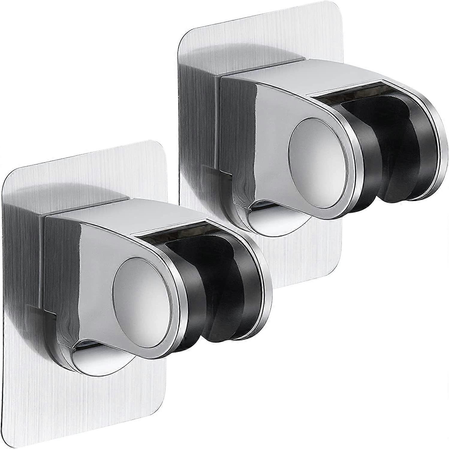 Shower Head Holder Adjustable No Drilling Shower Wall Bracket For Bathroom 2 Pieces Silver