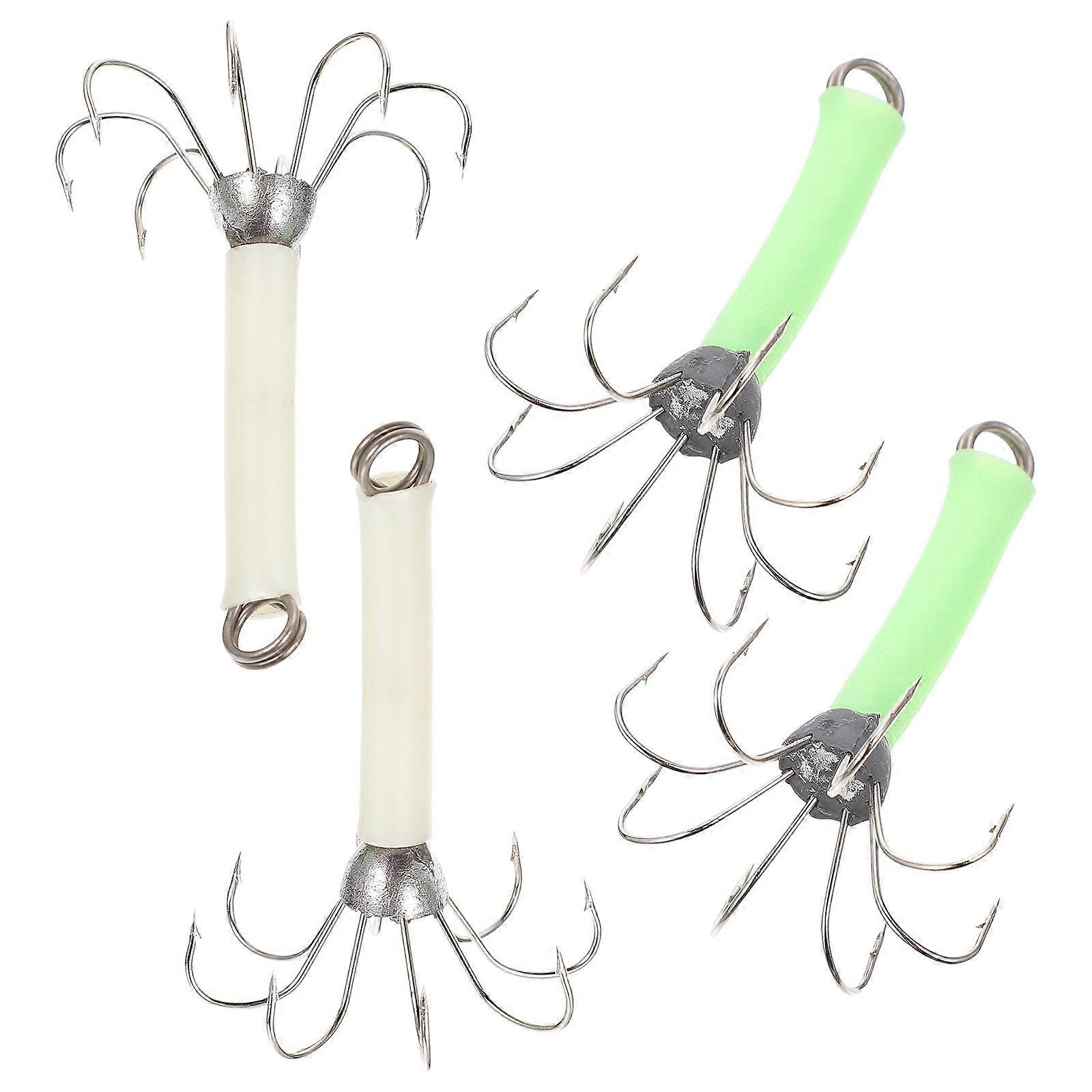 Fishing Lure 4Pcs Assorted Color Luminous Squid Hooks For Outdoor Fishing Enthusiasts Durable With Night Fishing Feature