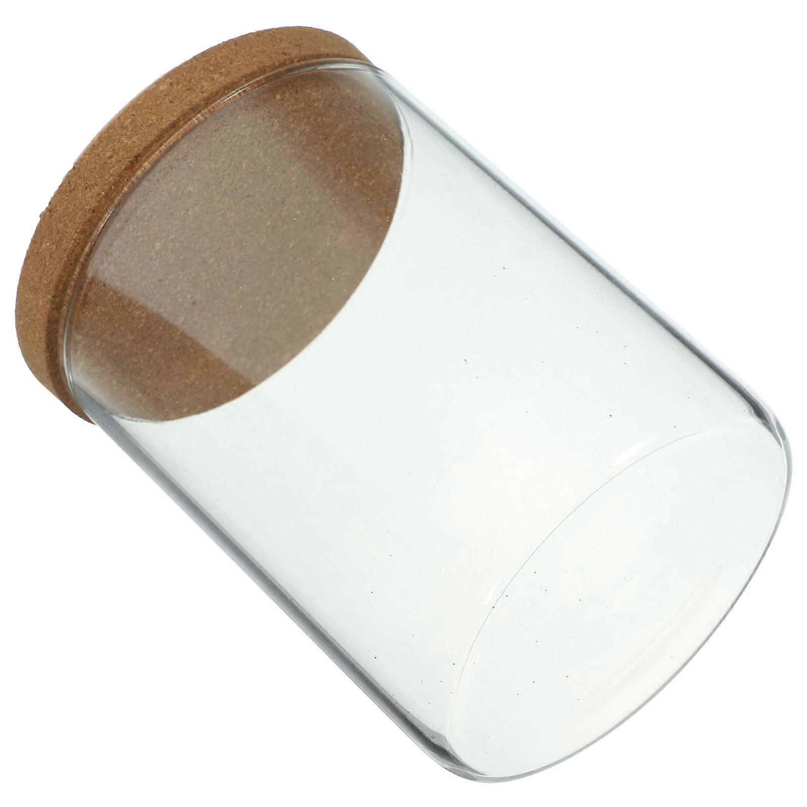 Transparent Glass and Bamboo Storage Box for Home with Lid and Wide Opening 7.87"x3.94"