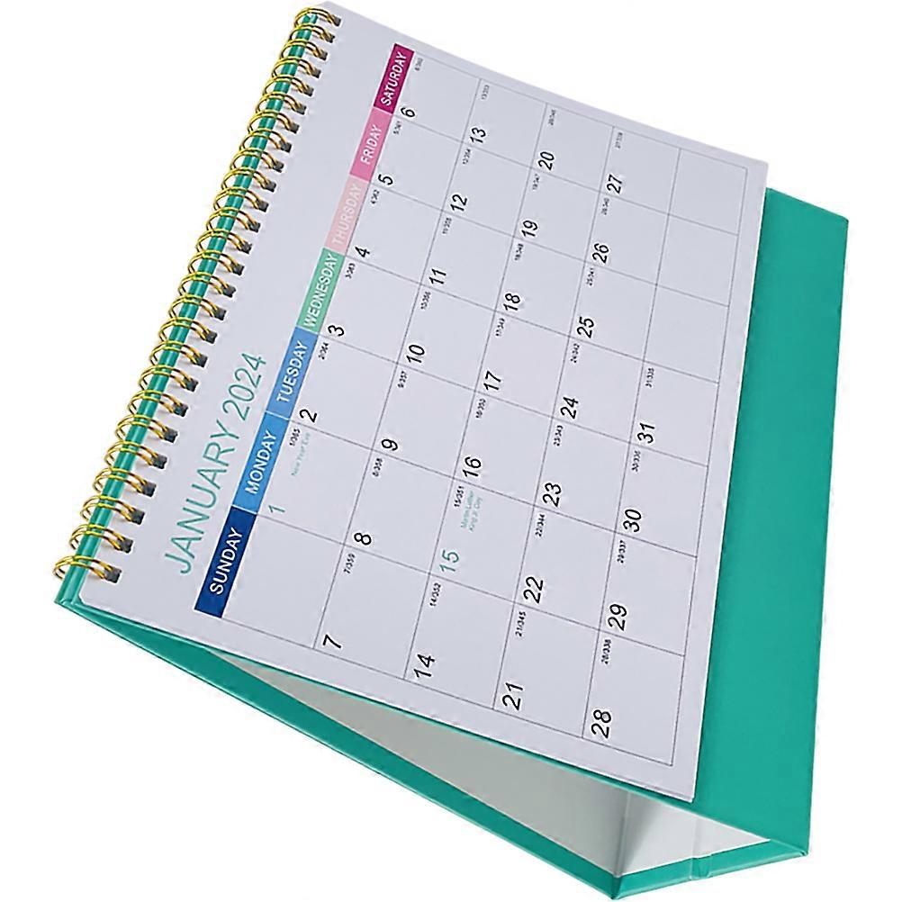 Thick Portable Desktop Calendar with Double Wire Binding, English Month and Date Display for Office and Personal Scheduling