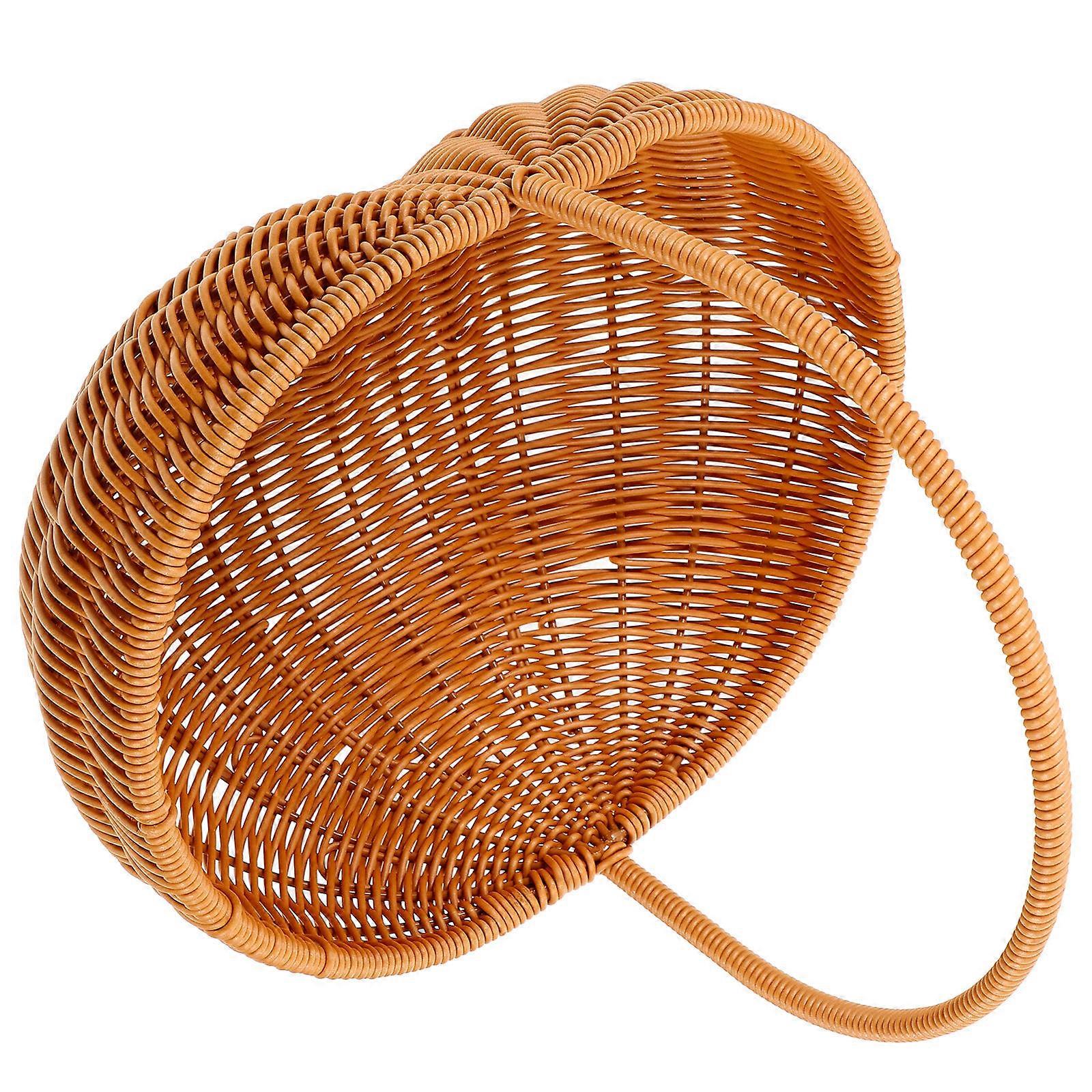 Brown HandMade Woven Basket for Storage Sturdy Plastic Rattan Material 12.5 x 8.5 x 10 inches