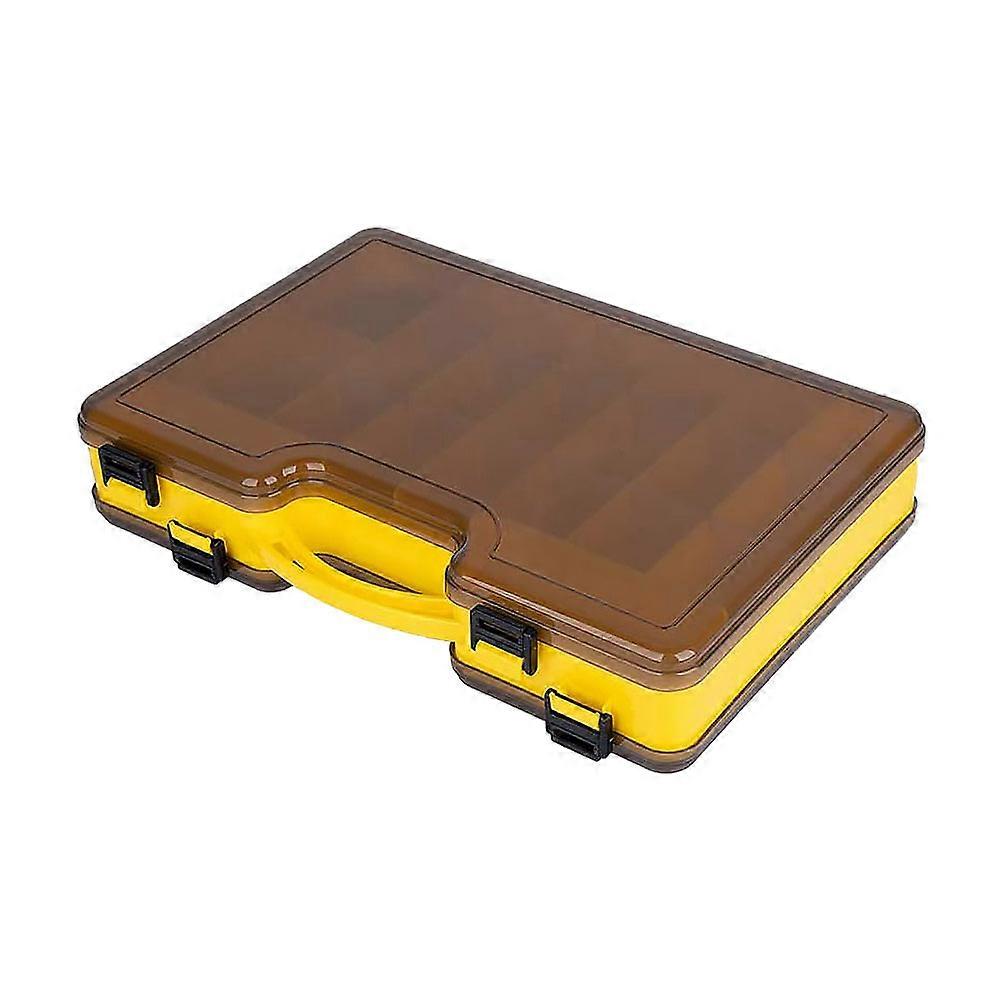 Fishing Lures Storage Case Double Layer Fishing Box Outdoor Fishing Yellow 1Set