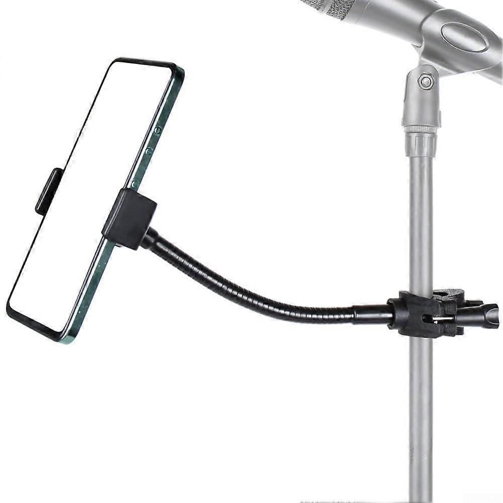 Flexible smartphone holder for microphone stands, ideal for musicians and performers