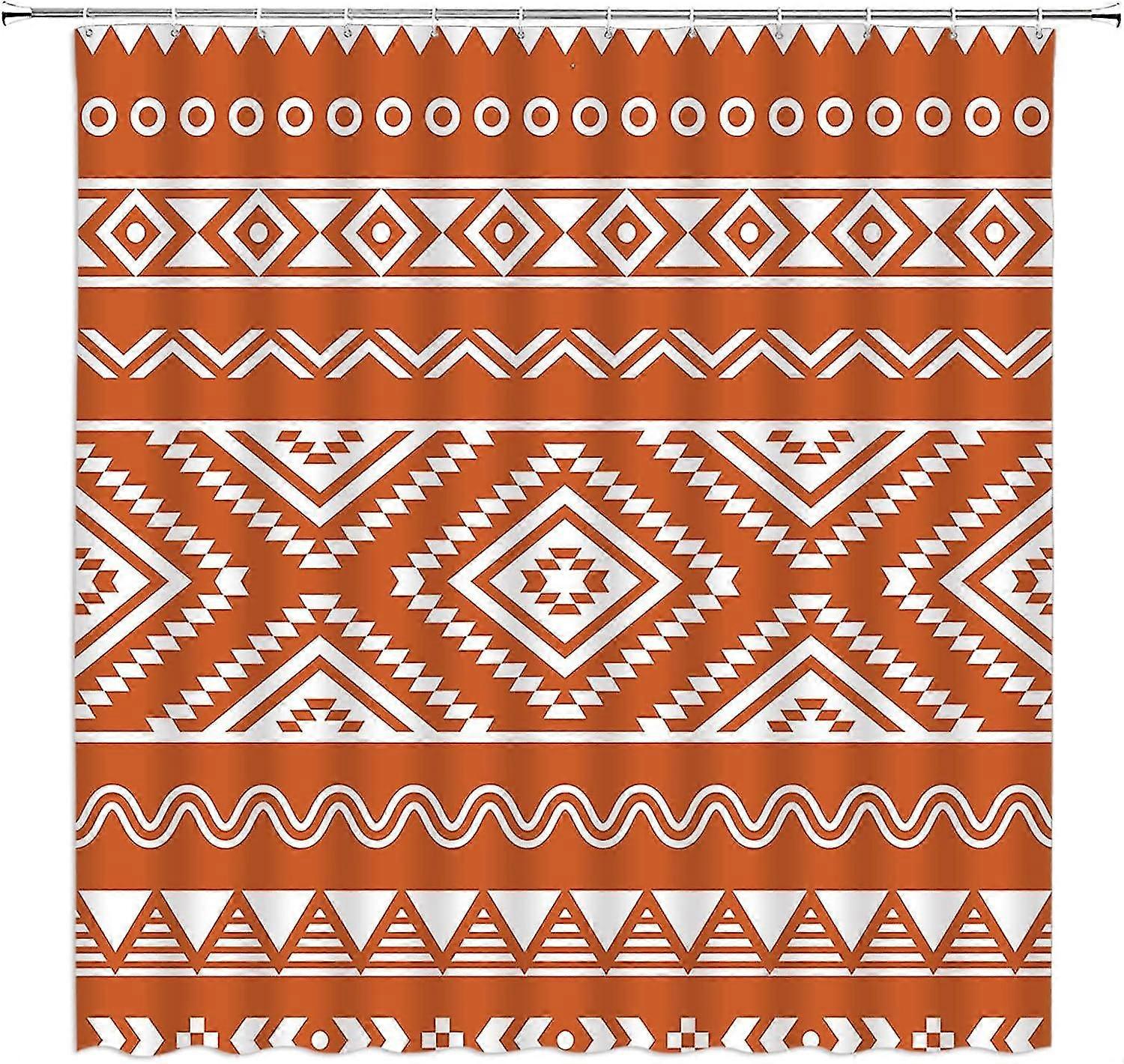 2025 Boho Geometric Shower Curtain Black White Retro Tribal Southwest Native American Navajo Ethnic Abstract Triangle Stripe Bath Curtain with Hook
