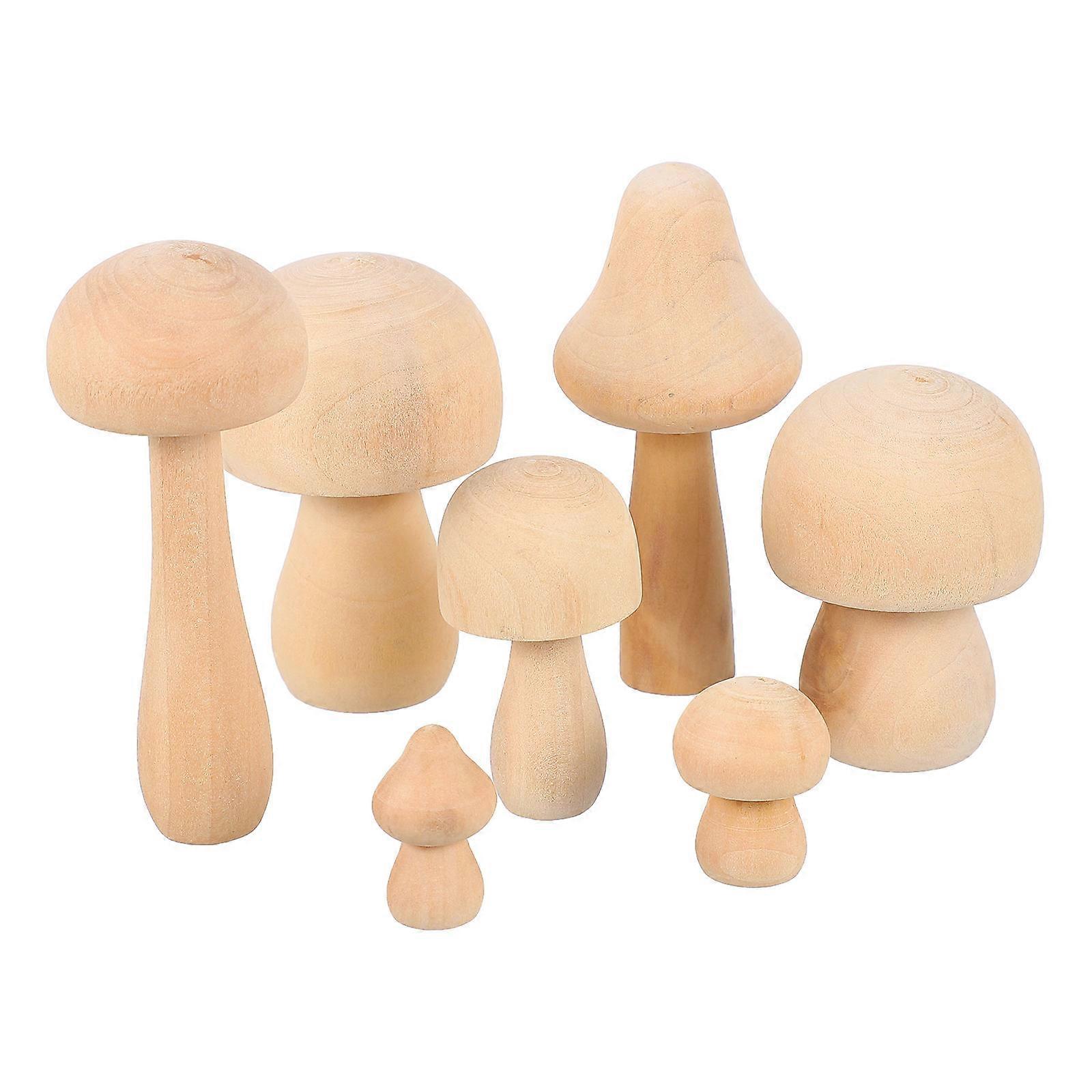 Adorable Beige Mushrooms Craft Set for DIY Decoration and Educational Games 7pcs