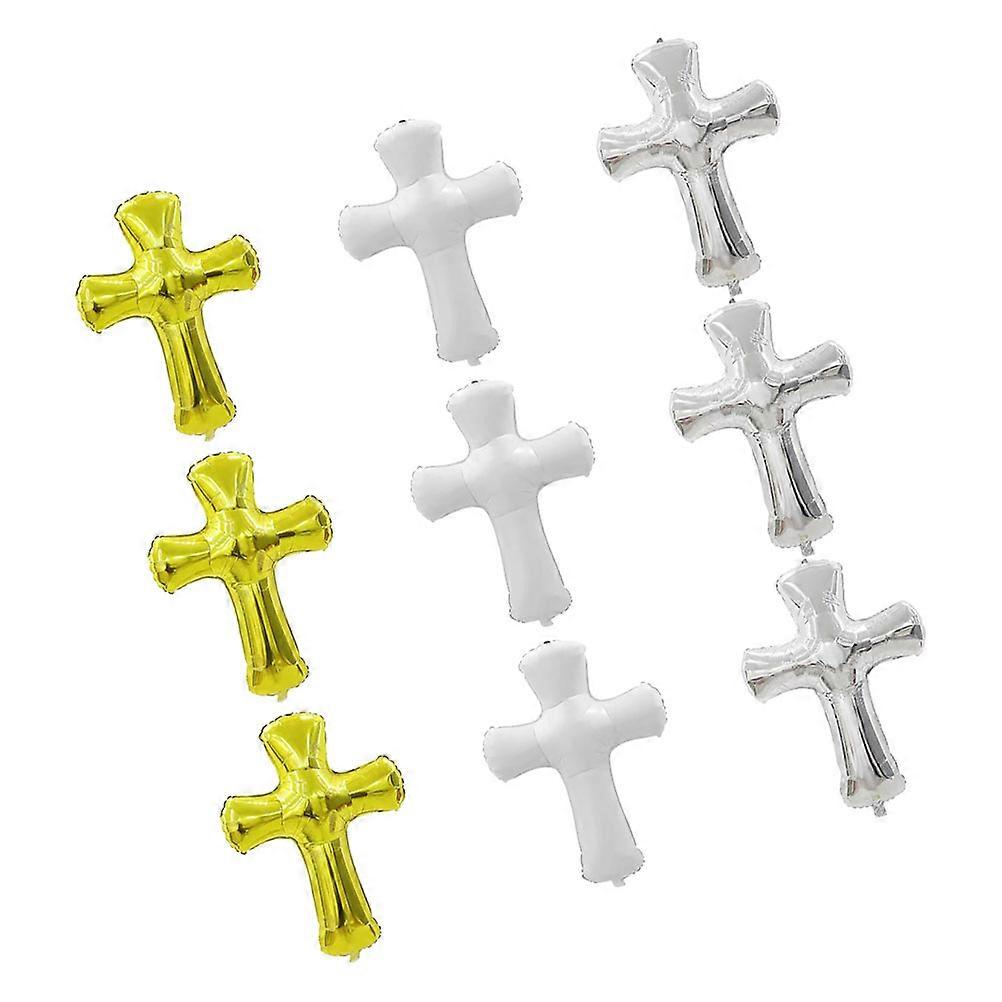 Cross Shape Balloon for Party Decorations Aluminum Foil Assorted Color 9pcs