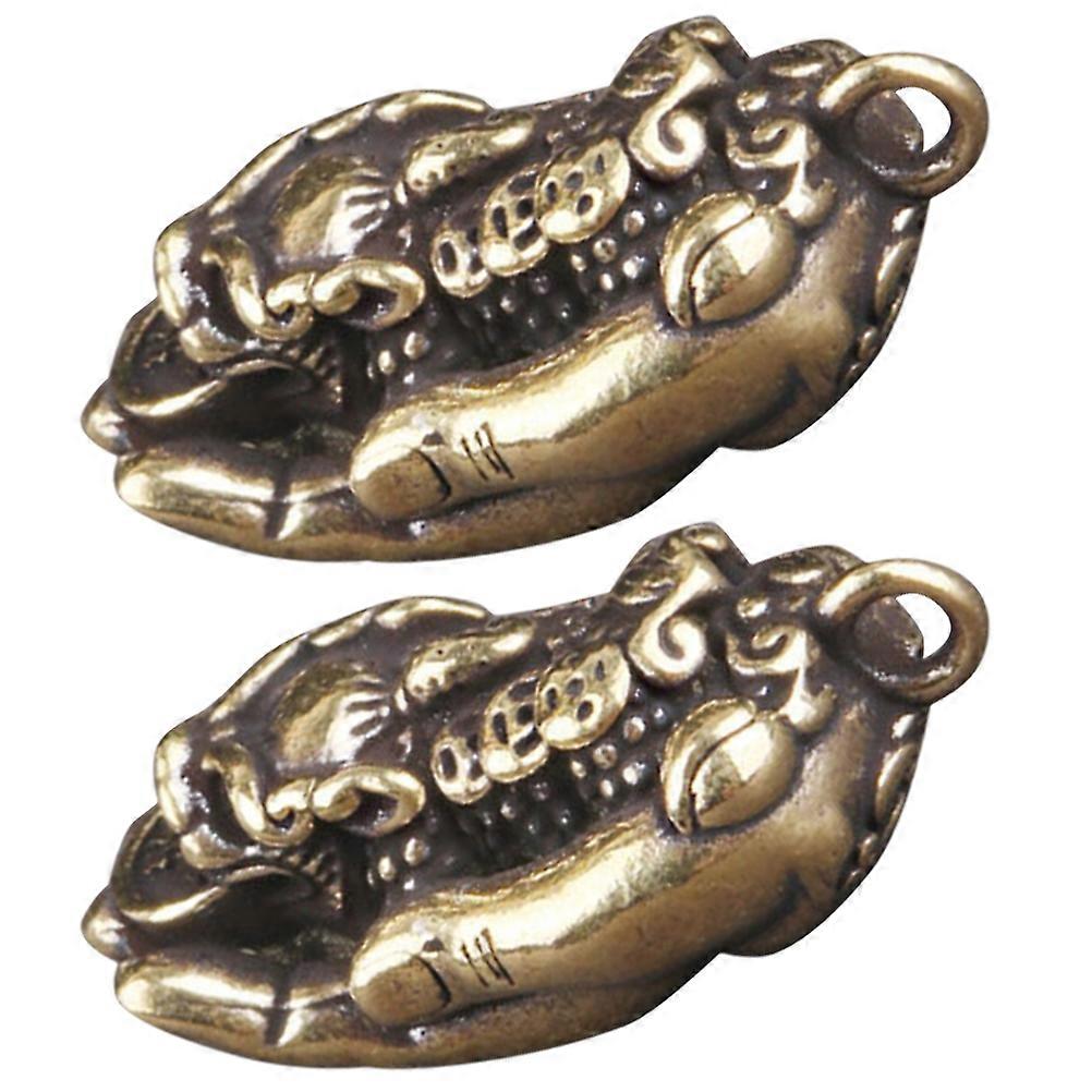 Golden Brass Keychain Charm with Antique Finish for Outdoor Use Lightweight and Durable 2pcs