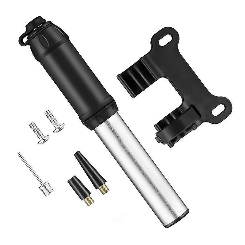 Portable Mini Bicycle Hand Pump Compact and Lightweight Performance with Fixed Bracket Easy Pumping (Color: Silver, Size: 180mm) 180mm Silver