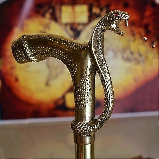 93.98 cm Brass handle walking cane, cobra design handle walking stick for roleplay also durable