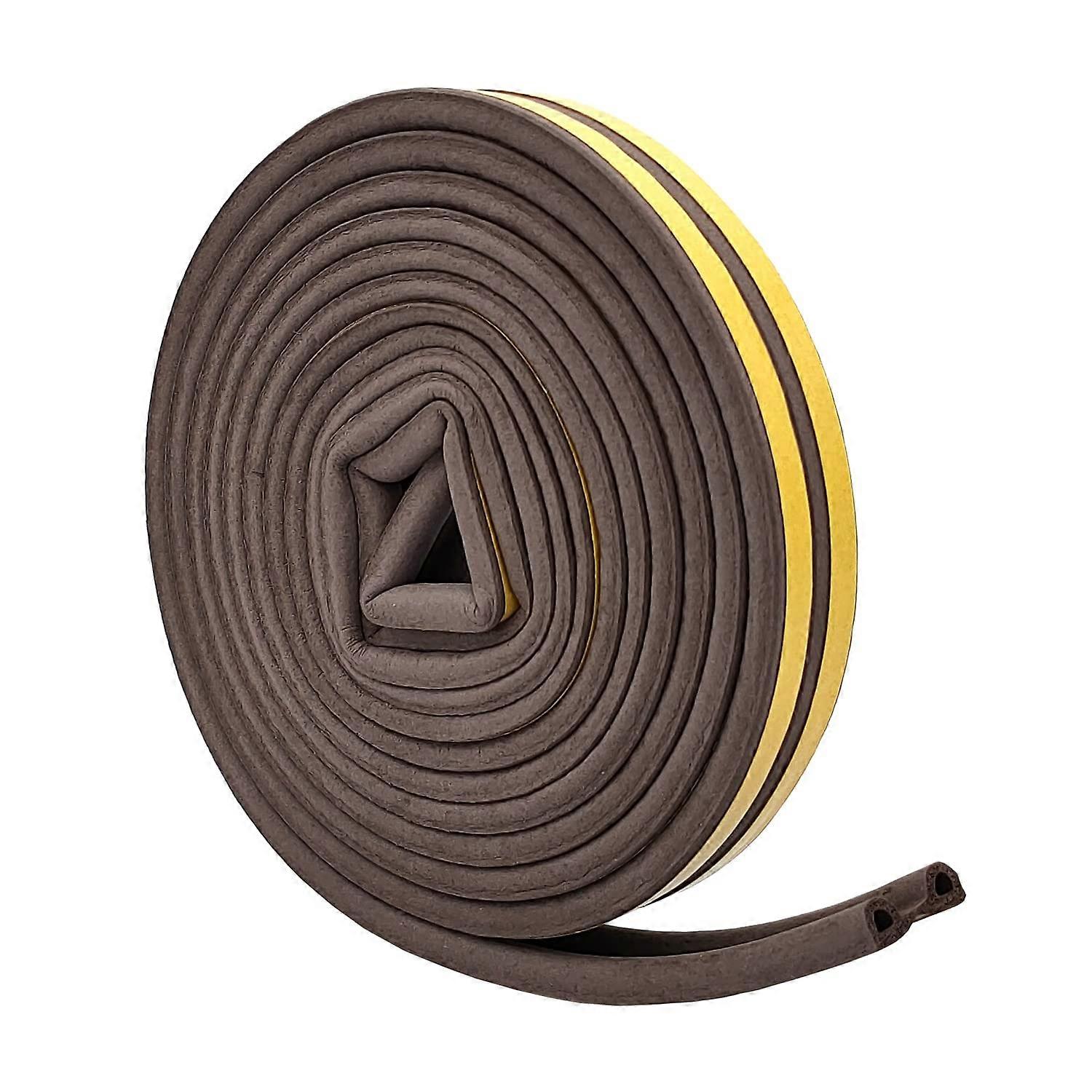 SelfAdhesive Window Door Seal 6M  Density Foam Seal Strip Insulating Draught Excluder for Windproof, Noise and Insects, Brown (P Shape)