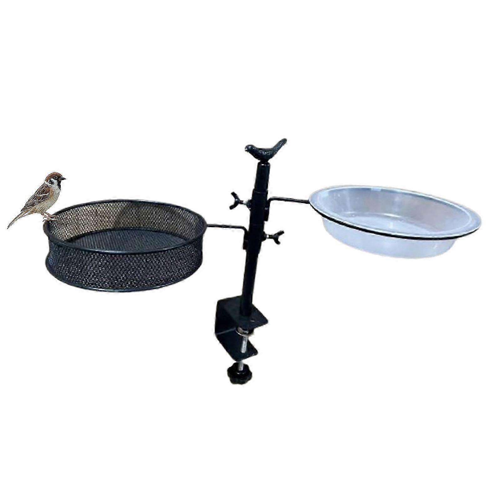 Deck Bird Feeder Balcony with Clamp 360 Degree Rotatable Bird Bath