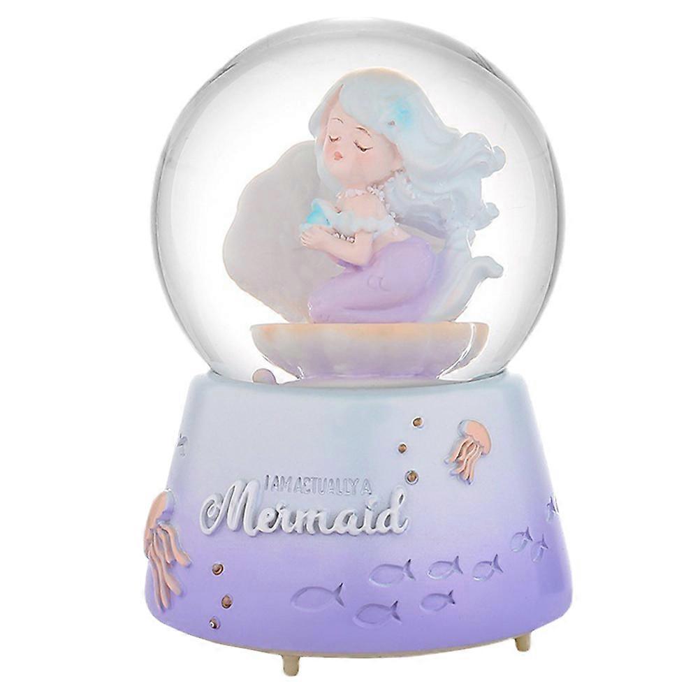 Mermaid Lighted Musical Snow Globe Home Desktop Decoration for Birthdays, Parties, Offices, and Cozy Living Spaces