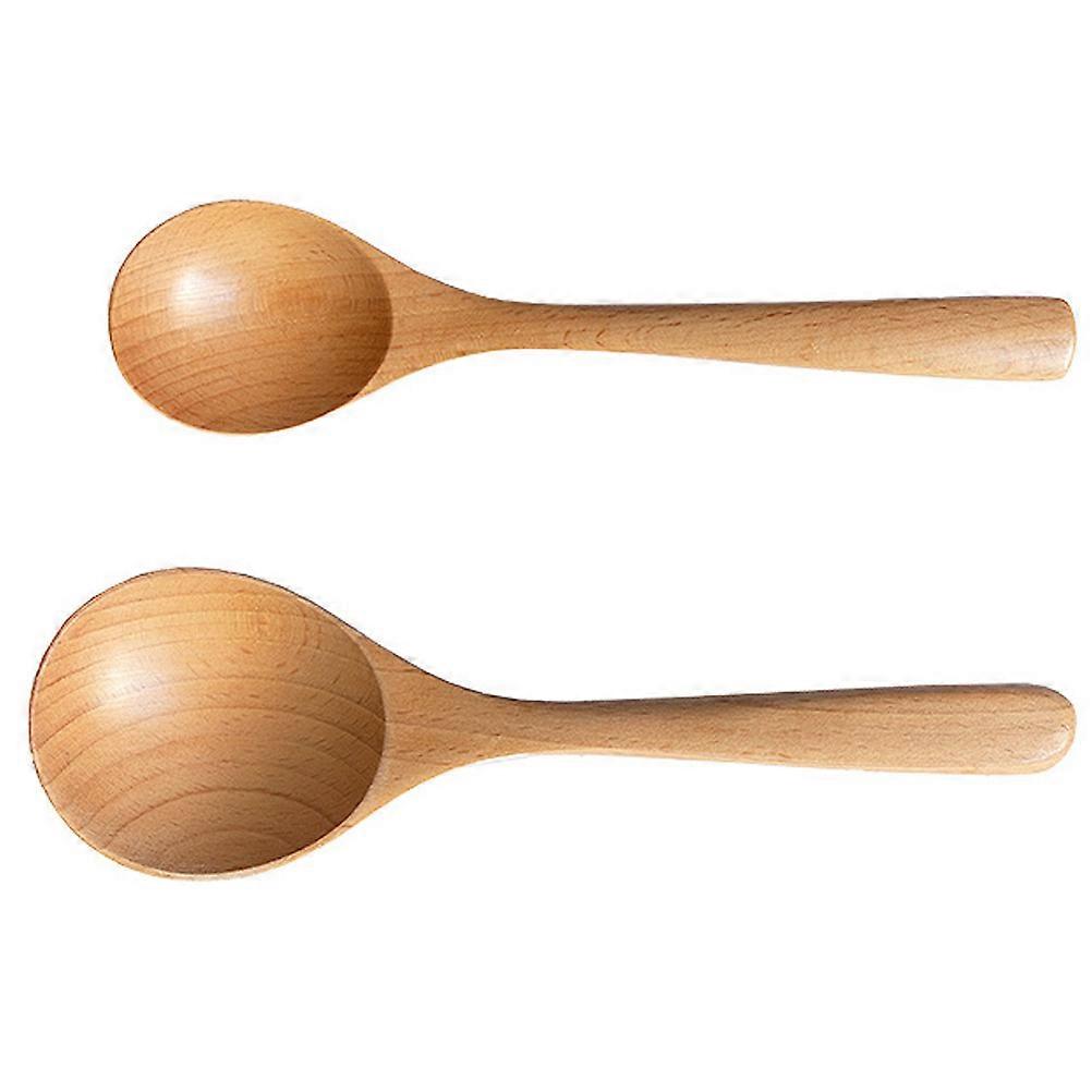 Wooden Soup Spoon with Ergonomic Design for Kitchen Use Smooth Beech Material 2Pcs