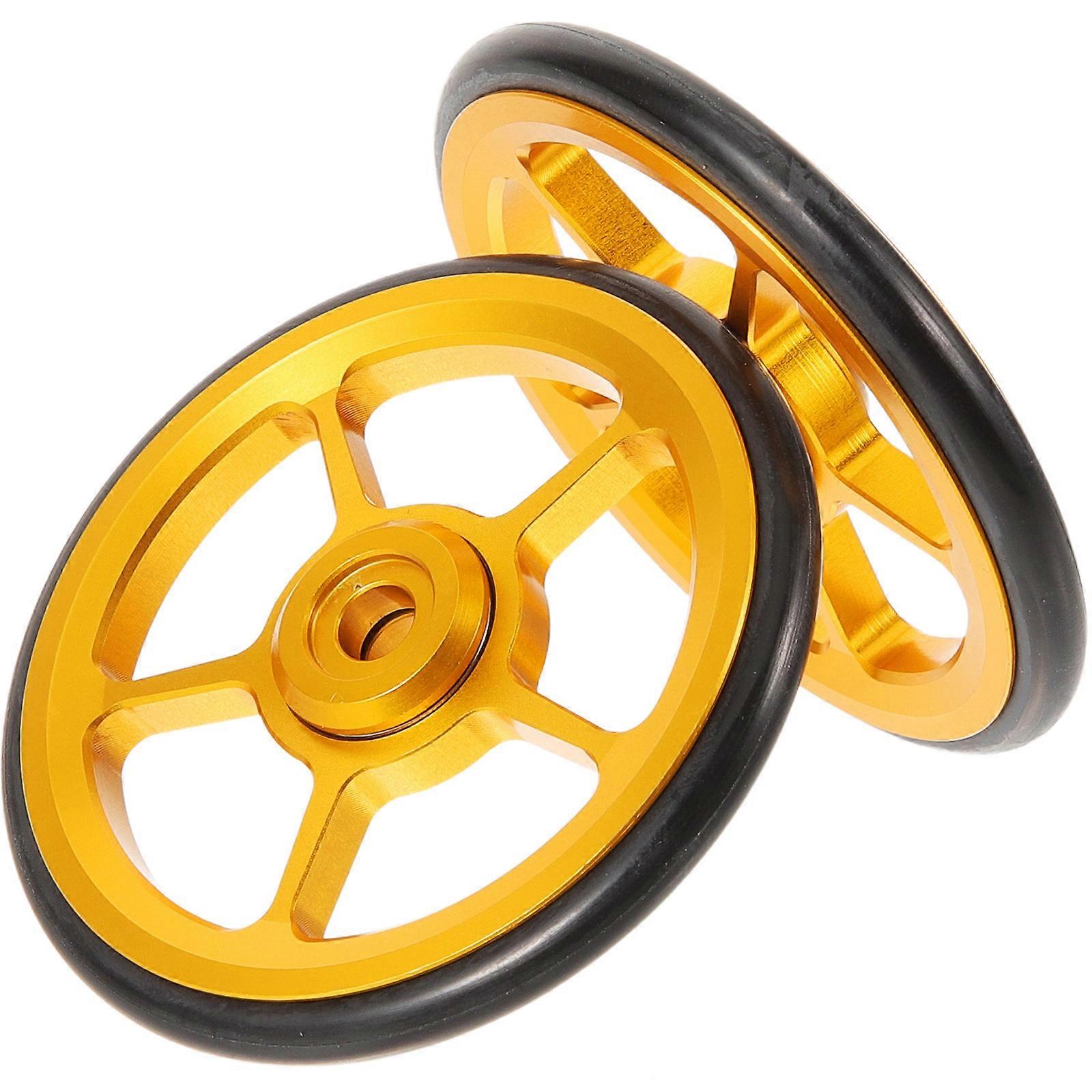 Golden Folding Bike Extension Wheel with Scattered Beads Design for Daily Use Metal and Plastic 2pcs