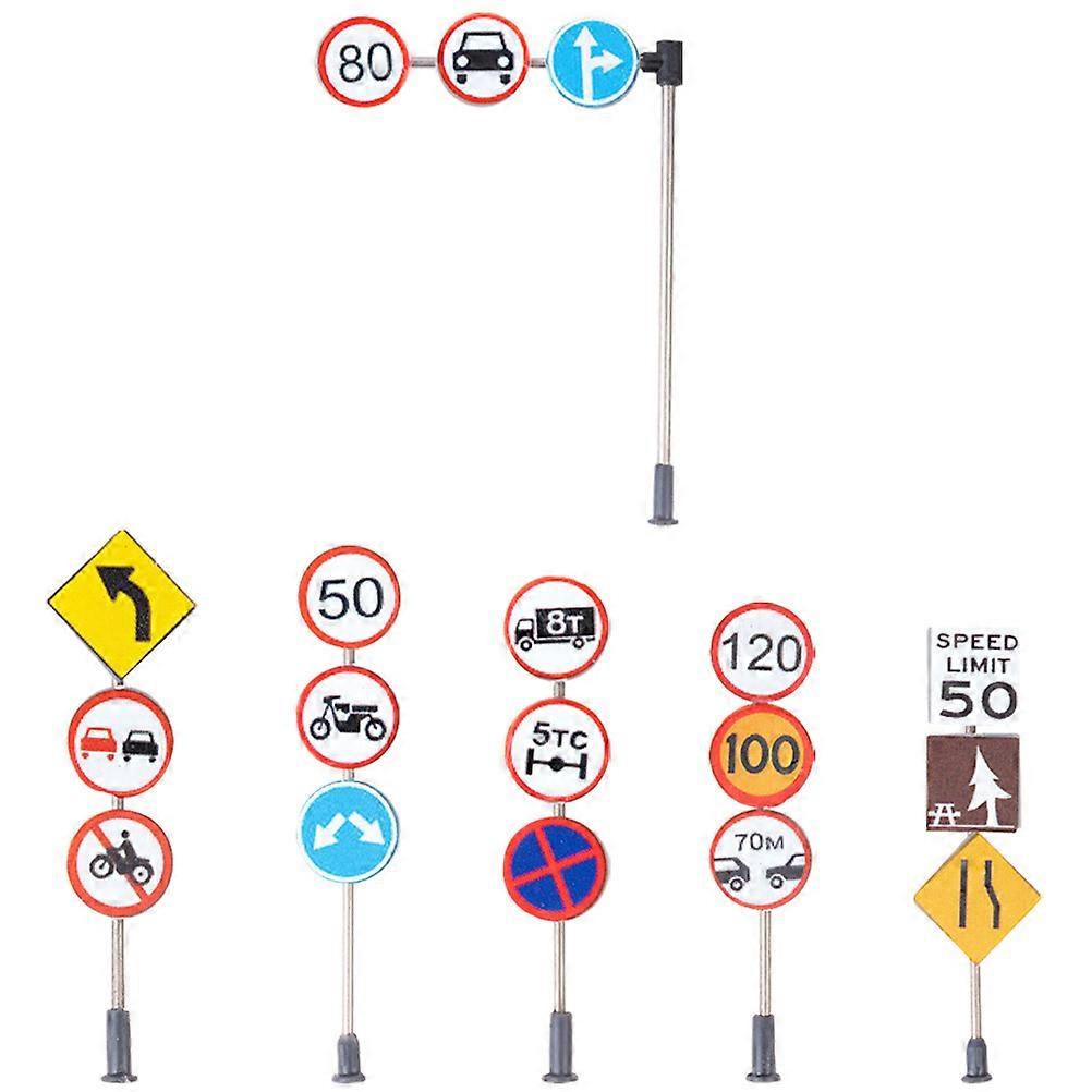 Educational Tool Miniature Traffic Road Signs For Kids Under 6 With Compact Size And Scene Decoration 6Pcs