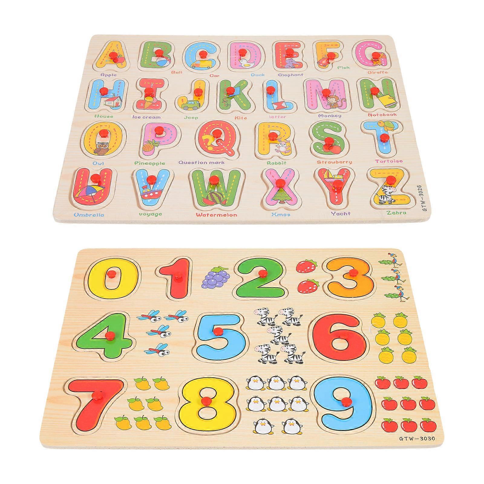 Interactive Learning Number Puzzles Wooden Puzzle Toys For Child Education Assorted Color For Parent-Child Interaction 2 Sets