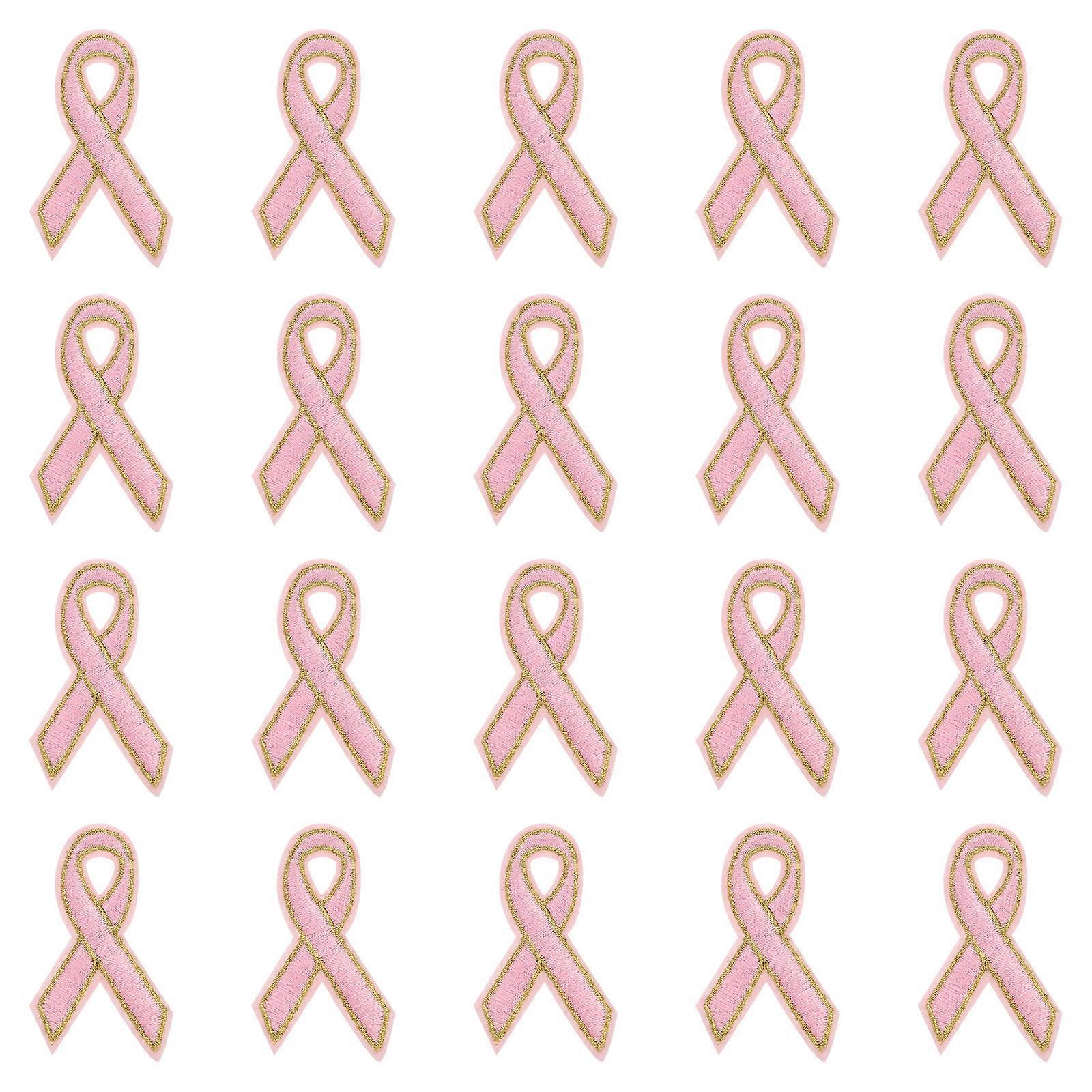 20Pack Applique Patches Excellent For Women And Featuring Simple Ribbon Shape In Pink Color For Clothing Repair Purposes