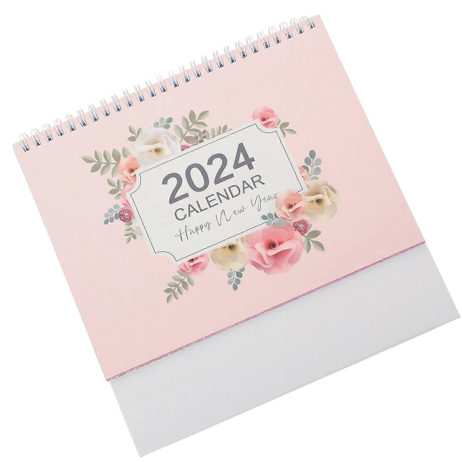 Floral Design Desk Calendar 2024 For Professionals With Simple Style 1Set Holiday Marking