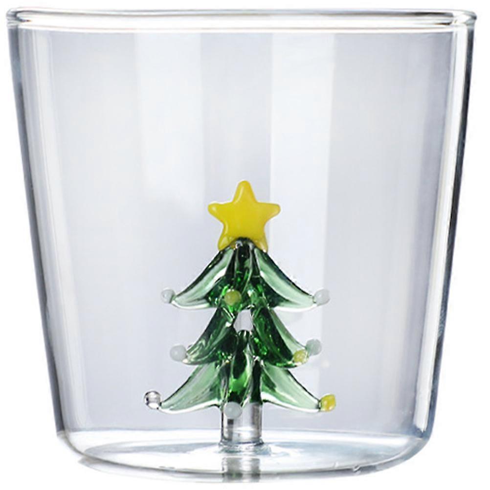 Arbre de Noël 3D Verre à boire vert à haute teneur en borosilicate pour un usage domestique 300ml