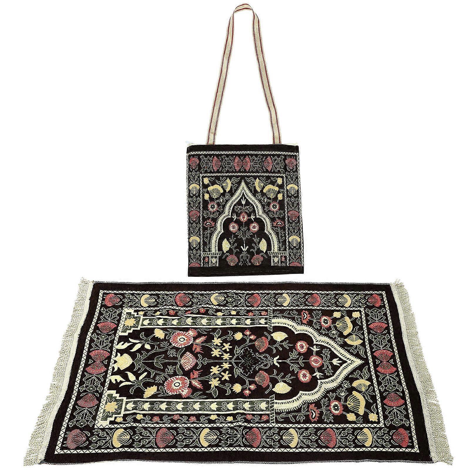 Tassel Prayer Rug For Religious Users In Coffee Color Suitable For Worship And Prayer 1Set
