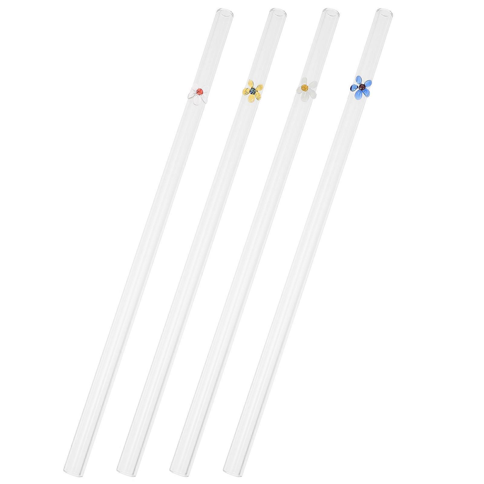 Straight Reusable Glass Straws For Juice Drinking In Assorted Color 4Pcs For General Users