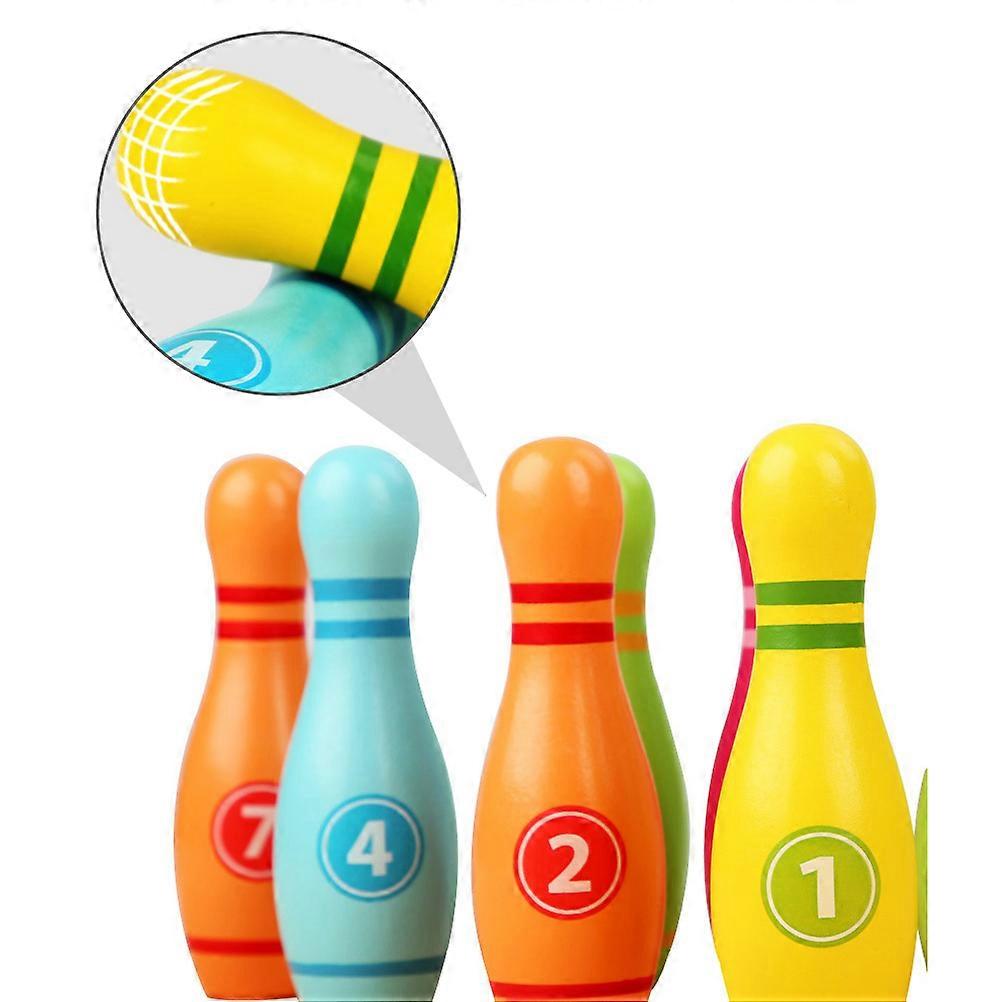 Wooden Bowling Game for Kids Fun Activity to Develop Hand Eye Coordination and Motor Skills, Lightweight and Durable Toy for Boys