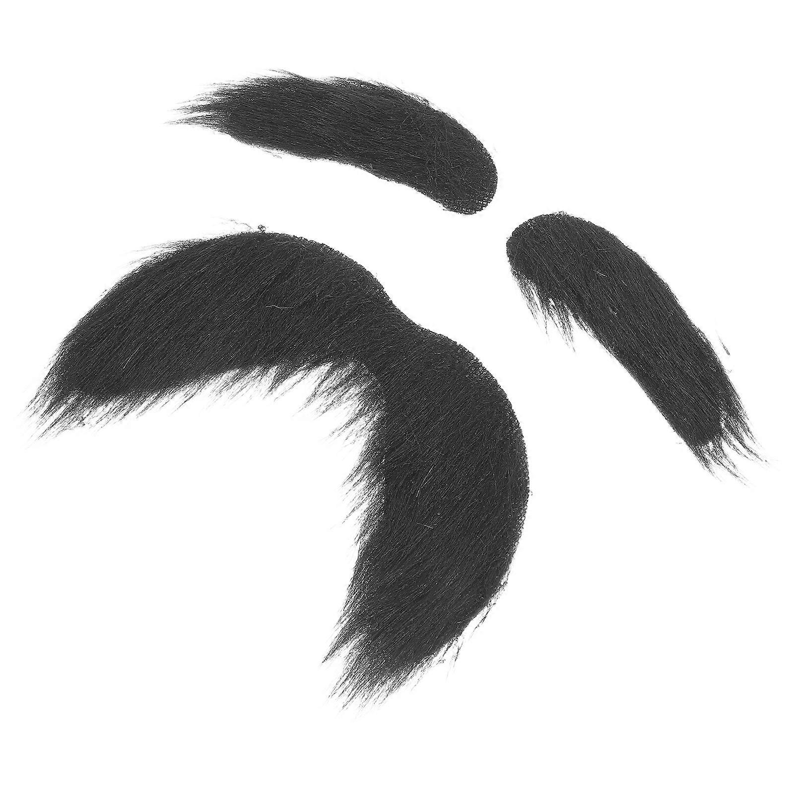 Halloween Party Costume Accessories Black Mustache And Eyebrows Set 3Pcs For Men Realistic