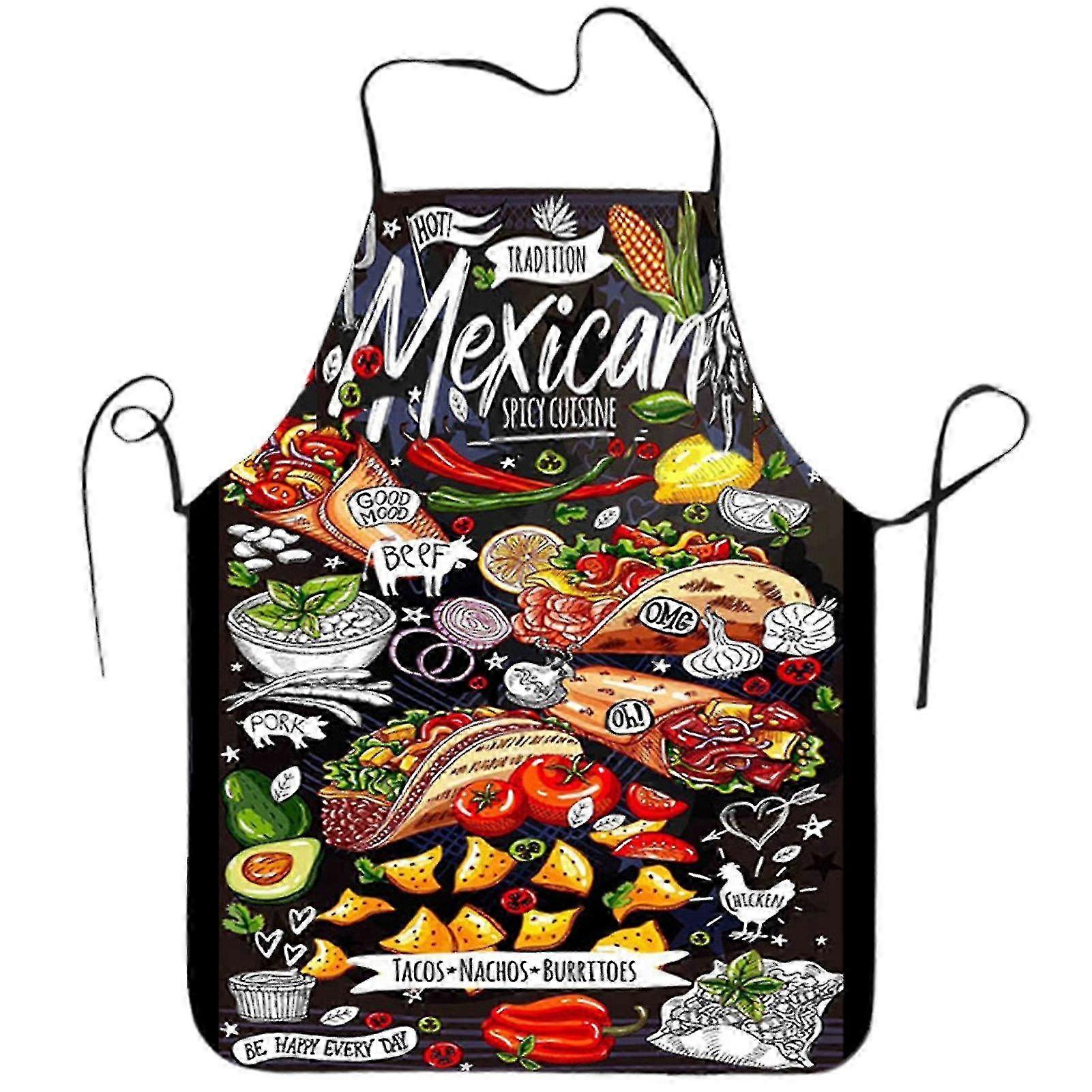 2025 Cooking Apron Sleeveless Comfortable Wearing Clear And Real Image Reusable Anti-stain Waterproof Polyester Pizza Pattern Kitchen Apron Home Suppl