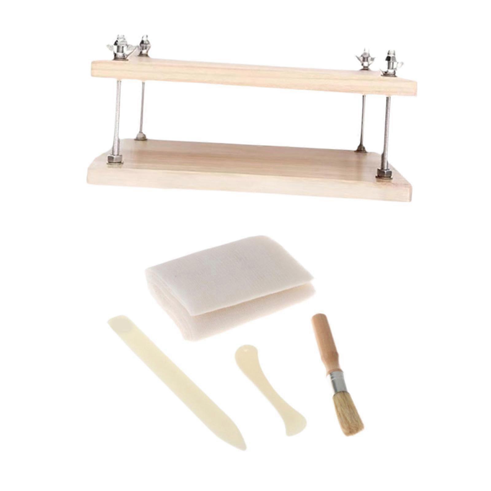 Wooden book press, flat paper press for cardboard, twolayer set