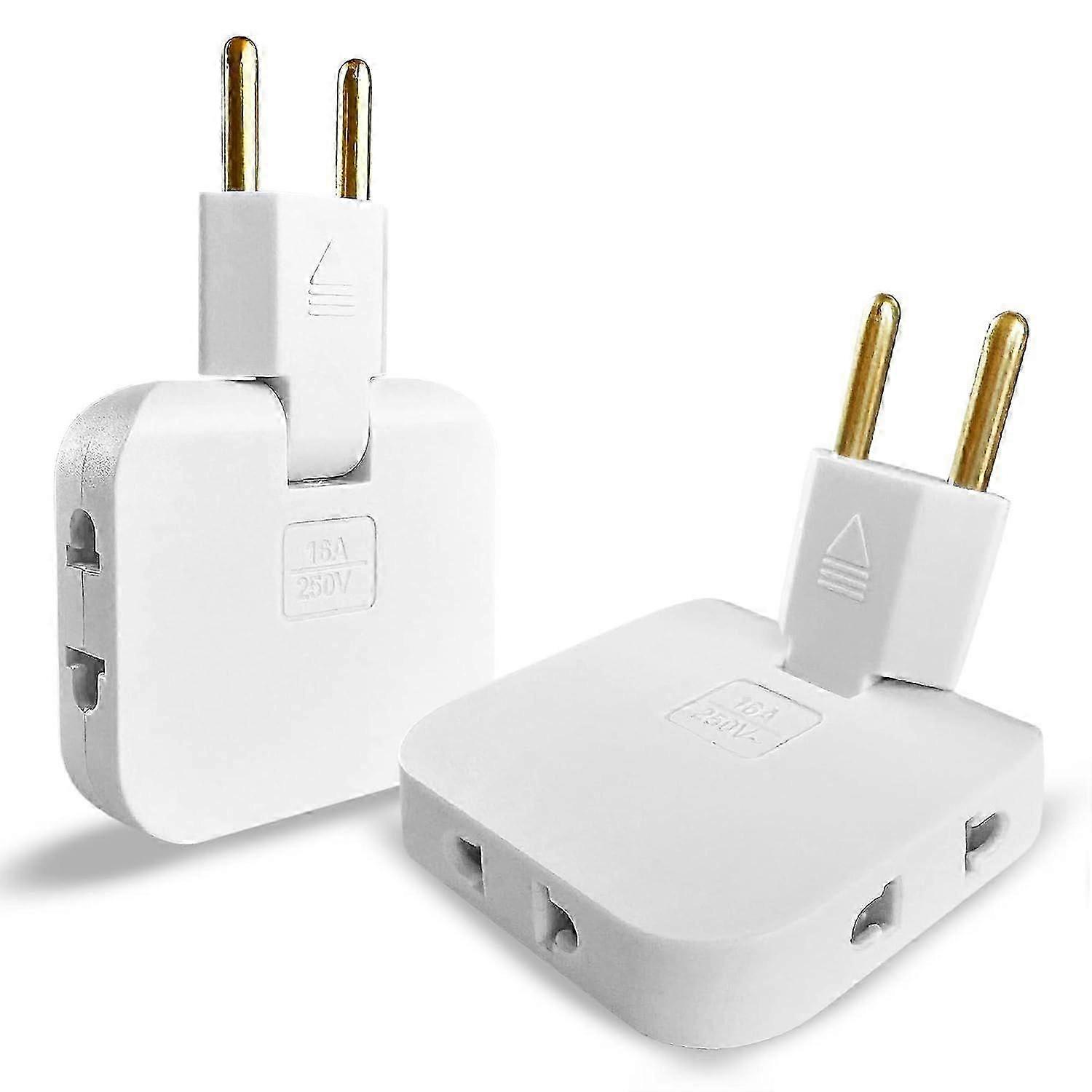 Ladron Drievoudige platte stekker (3 stopcontacten) en draaibare kop, voor small stopcontacten achter bank en andere meubels, 5 x 8 x 2,5 cm, compact, licht, robuust en moeilijk ontvlambaar (2 stuks
