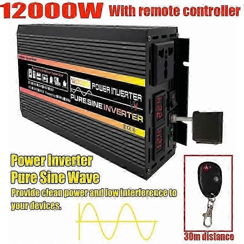 3000W / 10000W Pure Sine Wave Power Inverter Trasformatore di tensione Display digitale intelligente Auto Casa Esterno DC12V 24V 48V 60V -220V Convertitore TN