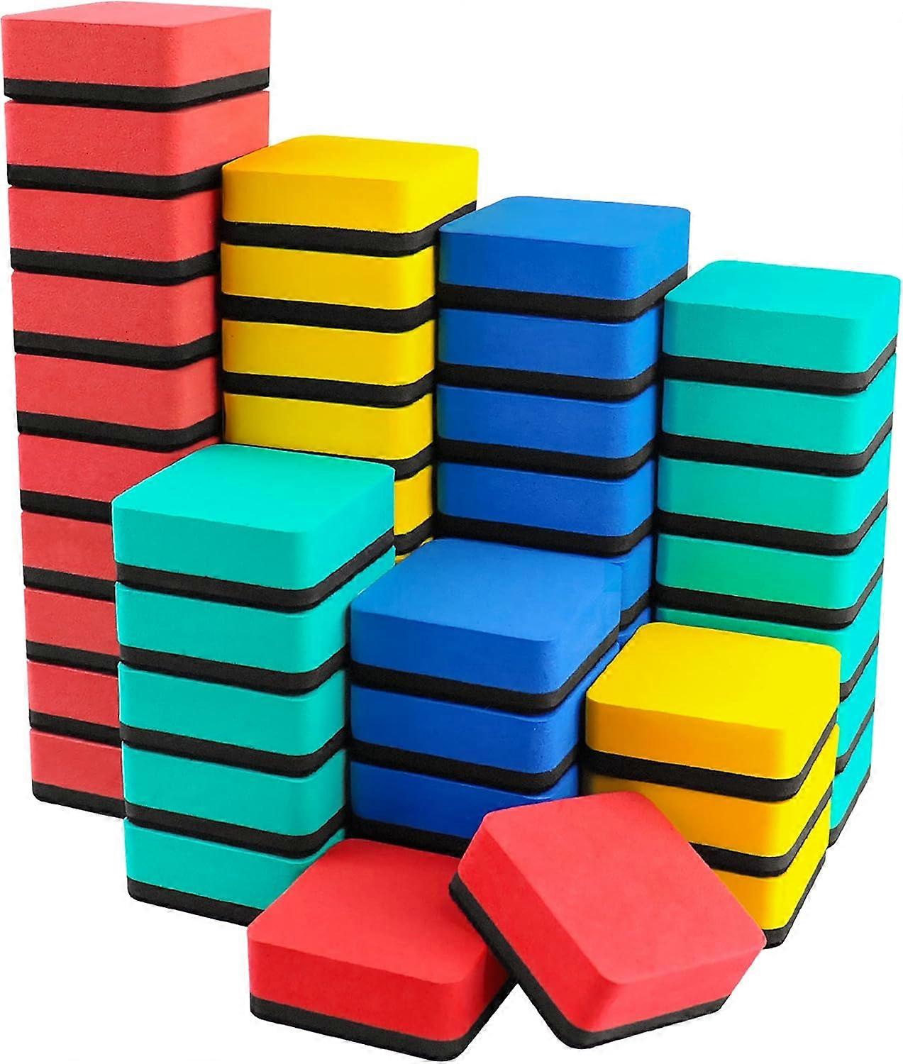 Dry Erase Eraser, 48pcs Mini Magnetic Whiteboard Eraser for Classroom, Home and Office (4 Colors, 2 x 2 x 0.79 inches)