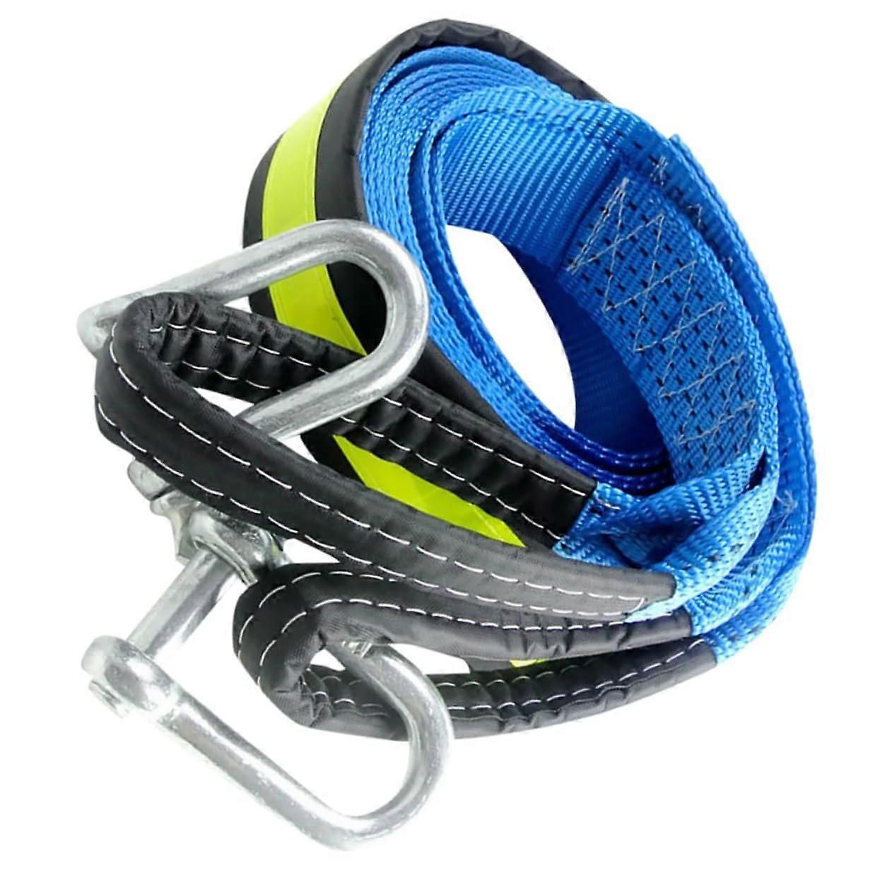 1 piece tow rope durable recovery rope heavyduty tow strap with hooks towing strap cord stopper trailer rope sturdy winch rope with hooks steel blue