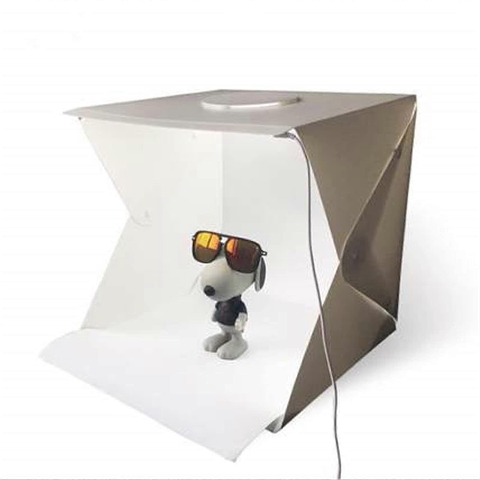 Photo Studio Light Box 40 x 40 cm Portable Folding Small Studio Set LED Fan Soft Light Box Photography Props (Color: White, Size: 40 x 40 x 40 cm)