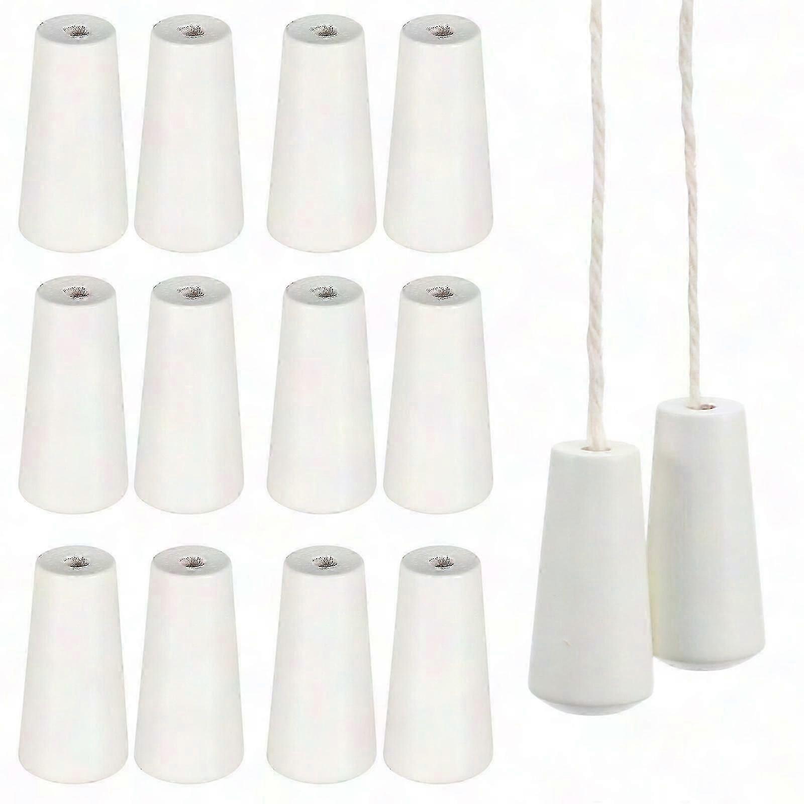 12 Pcs White Wooden Blind Cord Pulls - Window Blind Tassels & Knobs for Blinds
