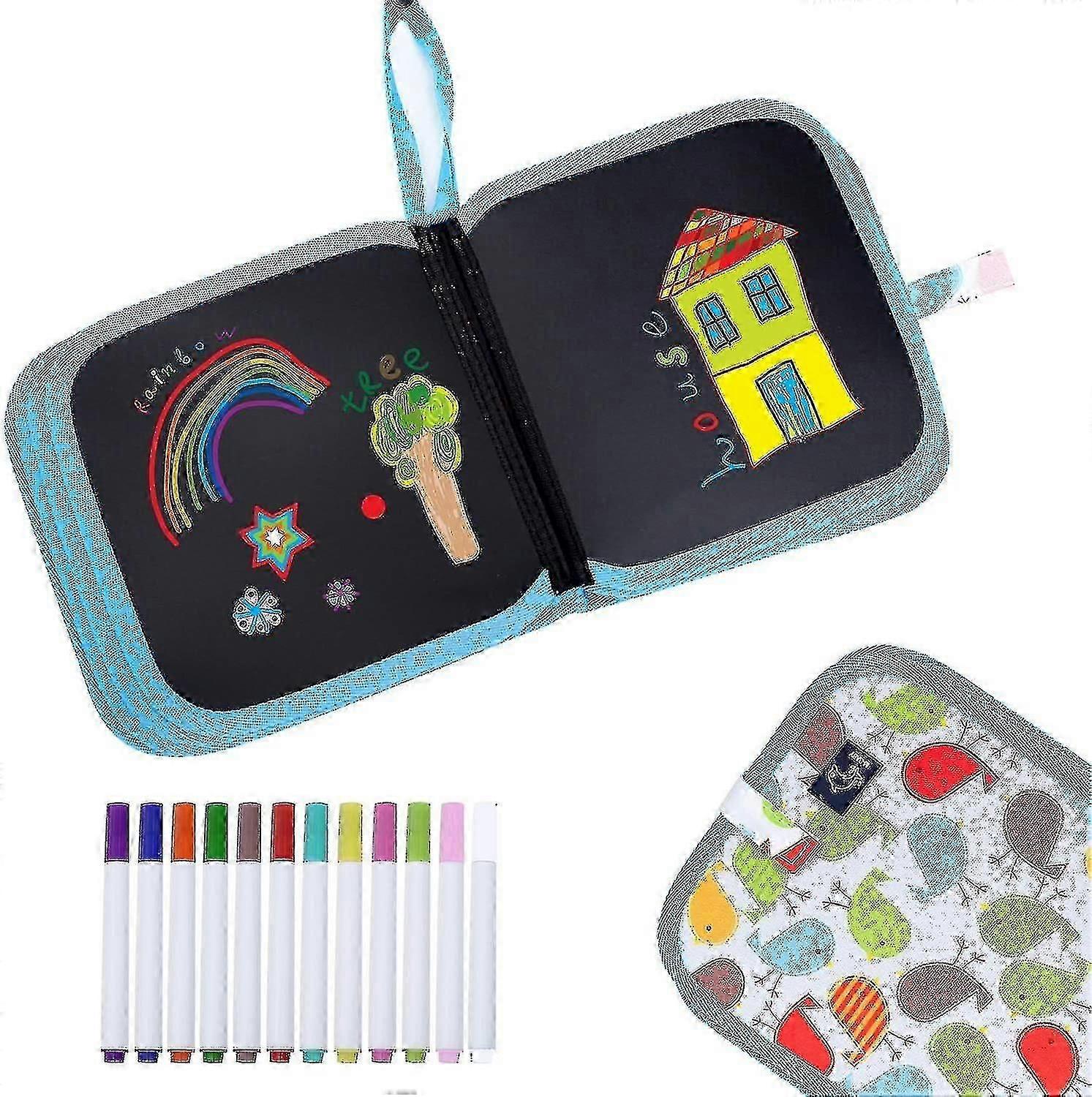 Reusable Doodle Board With 12 Colored Erasable Pens