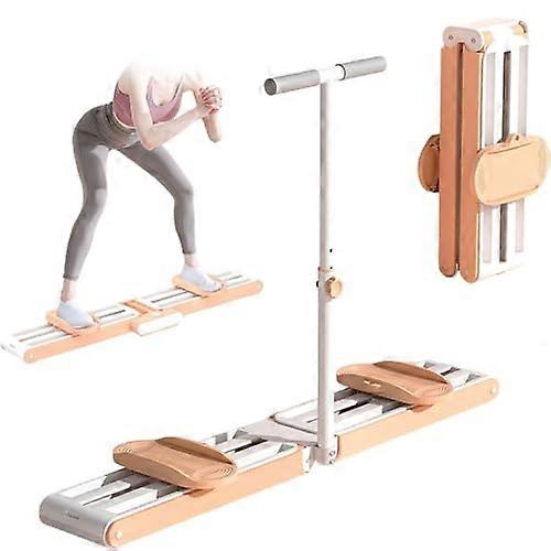 Indoor Ski Exercise Machine, Multifunctional Cardio Trainer with Removable Armrests for Gym, Waist Strength and Beginner Skiing Simulation Pink