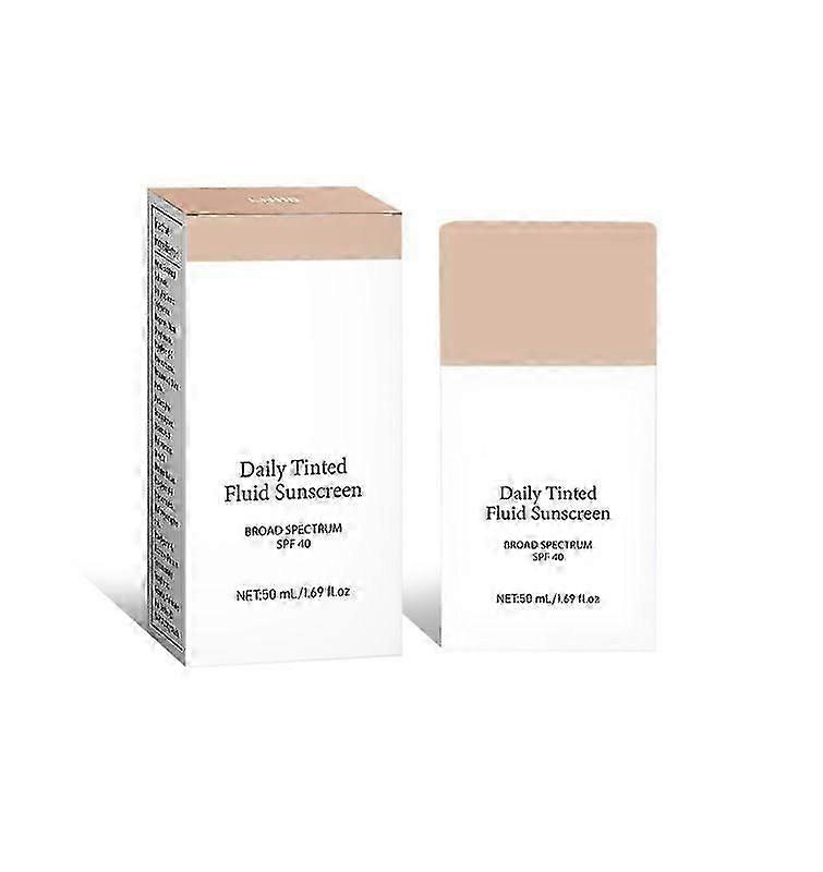 Daily Tinted Fluid Sunscreen,Face Moisturizing Broad Spectrum SPF 40 Skincare Foundation CreamSheer & Natural FinishEasy To Apply
