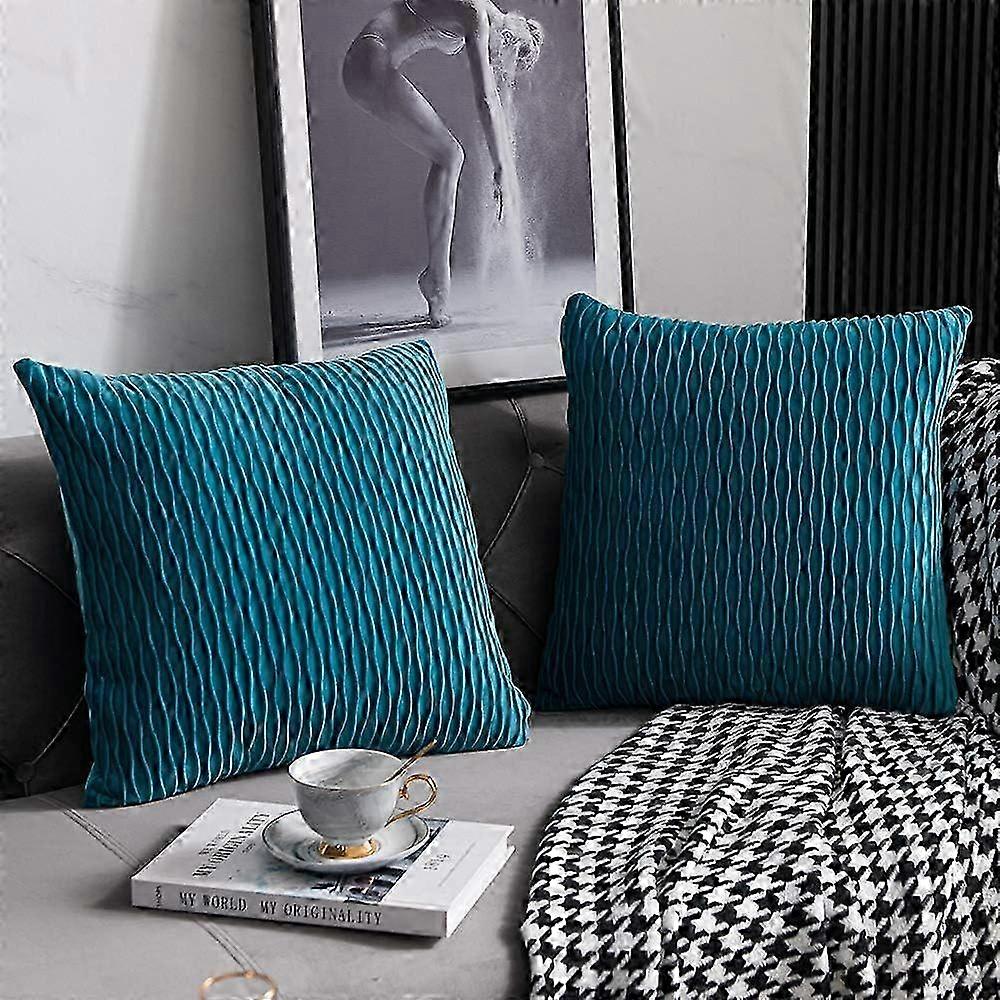 DEZENE Wine Red Throw Pillow Covers: 2 Pack 18x18 Inch Original Str...