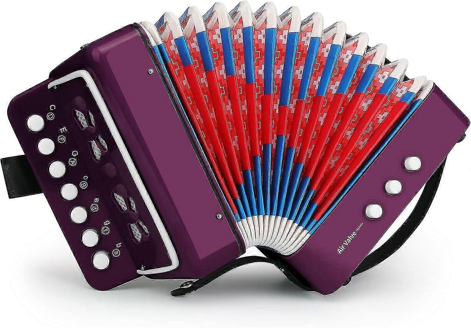 Button Accordion 10 Keys Control Accordion Include 3 Air Valve Easy To Play Lightweight Environmentally-friendly Kid Instrument For Early Childhood De