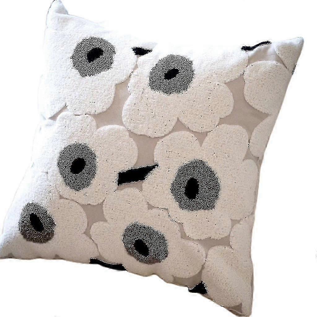 غطاء وسادة مربع من القطن الناعم بنقشة زهرة الخشخاش، قطعتان، مقاس 18 × 18 بوصة