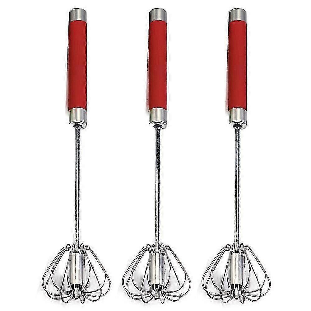 Stainless Steel Semi-automatic Egg Whisk - 3pcs Hand Push Rotary Whisk Blender