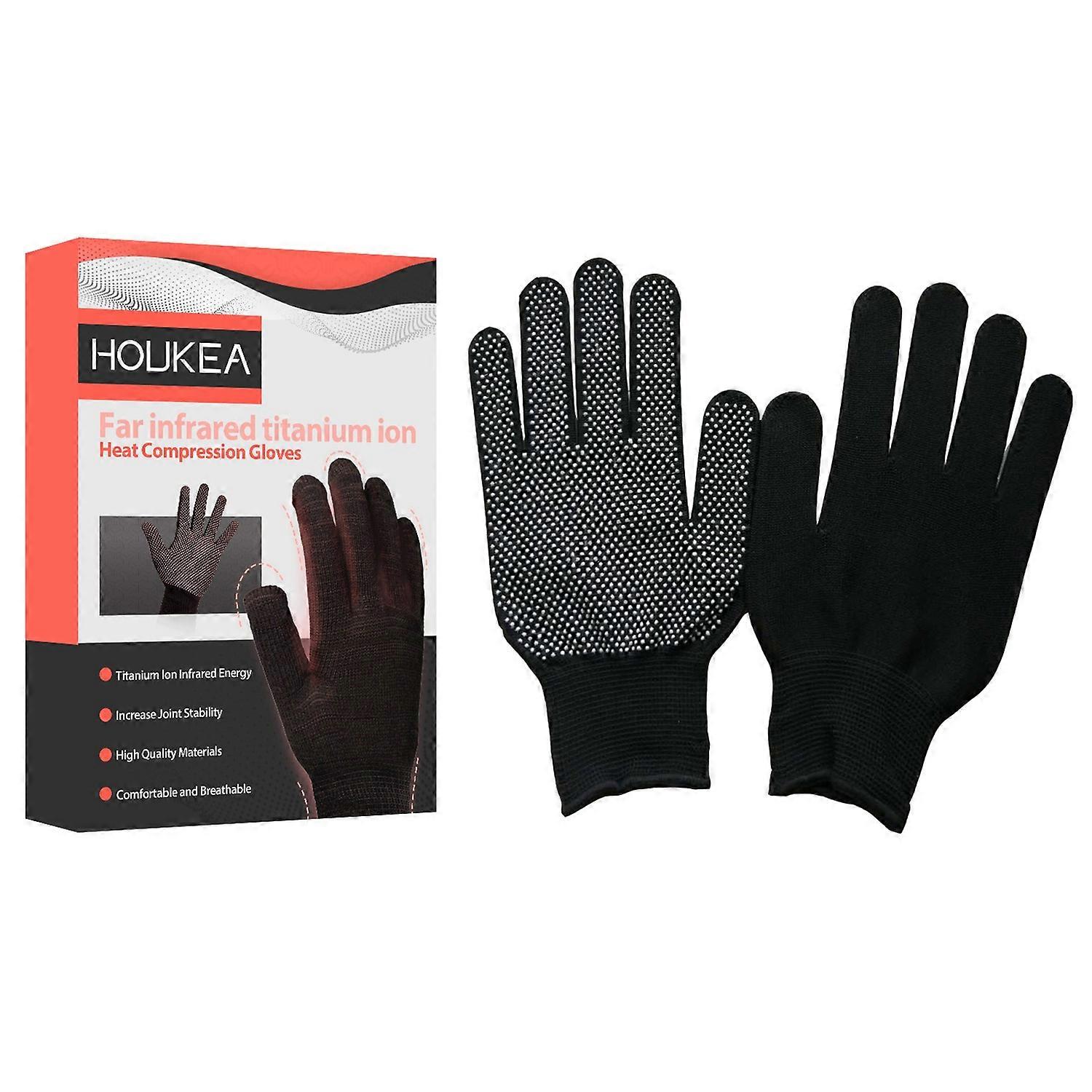 1-6x HOUKEA HKA06-A018-2-MK1 1 Pair Far Infrared Titanium Ion Heat Compression Gloves Stiffness Reli
