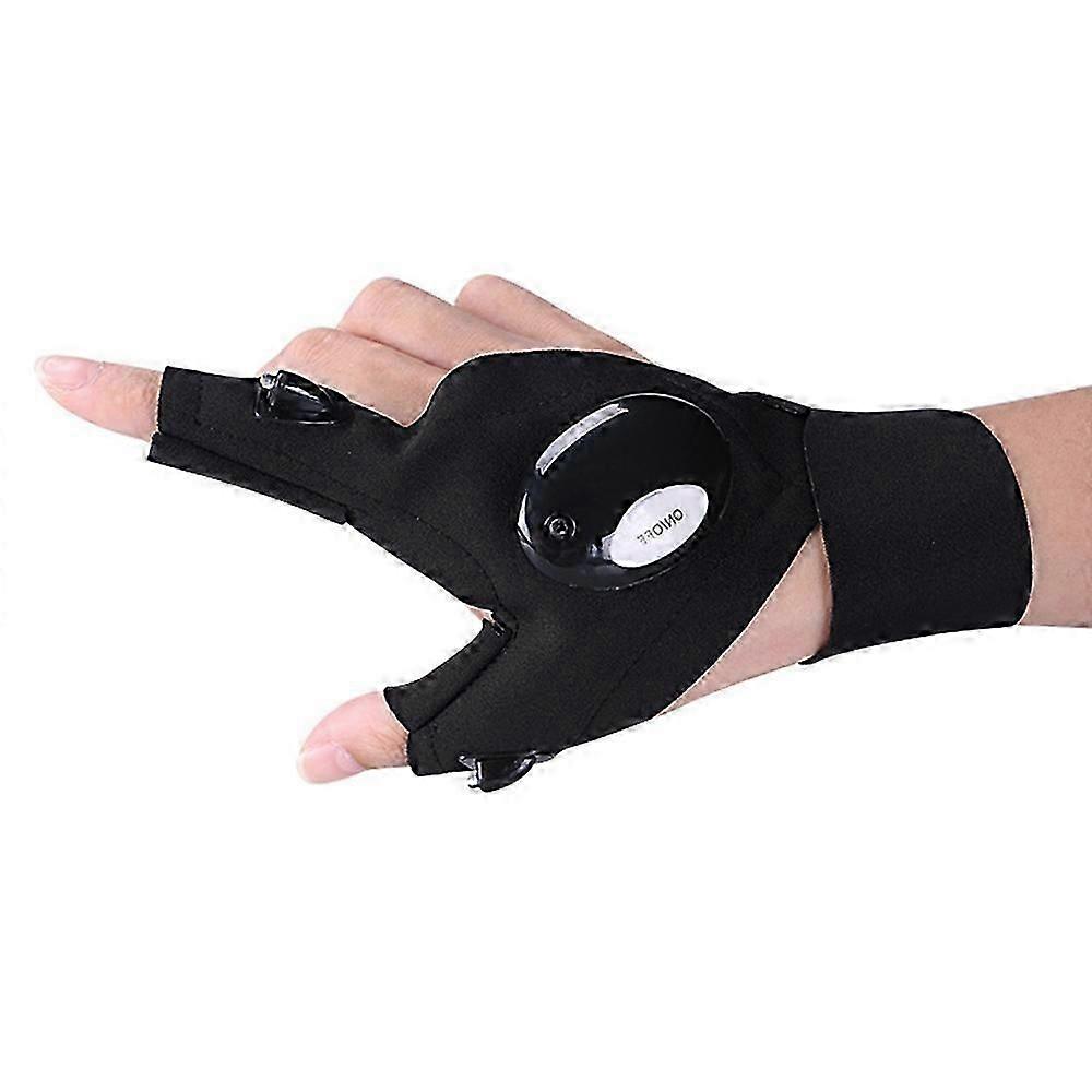 1Pc Left/Right Hand Outdoor Night Fishing Cycling Fingerless Glove with LED Flashlight