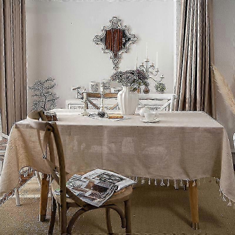 Tablecloths Tassel Tablecloth Soft Retro Cotton And Linen Table Cov...