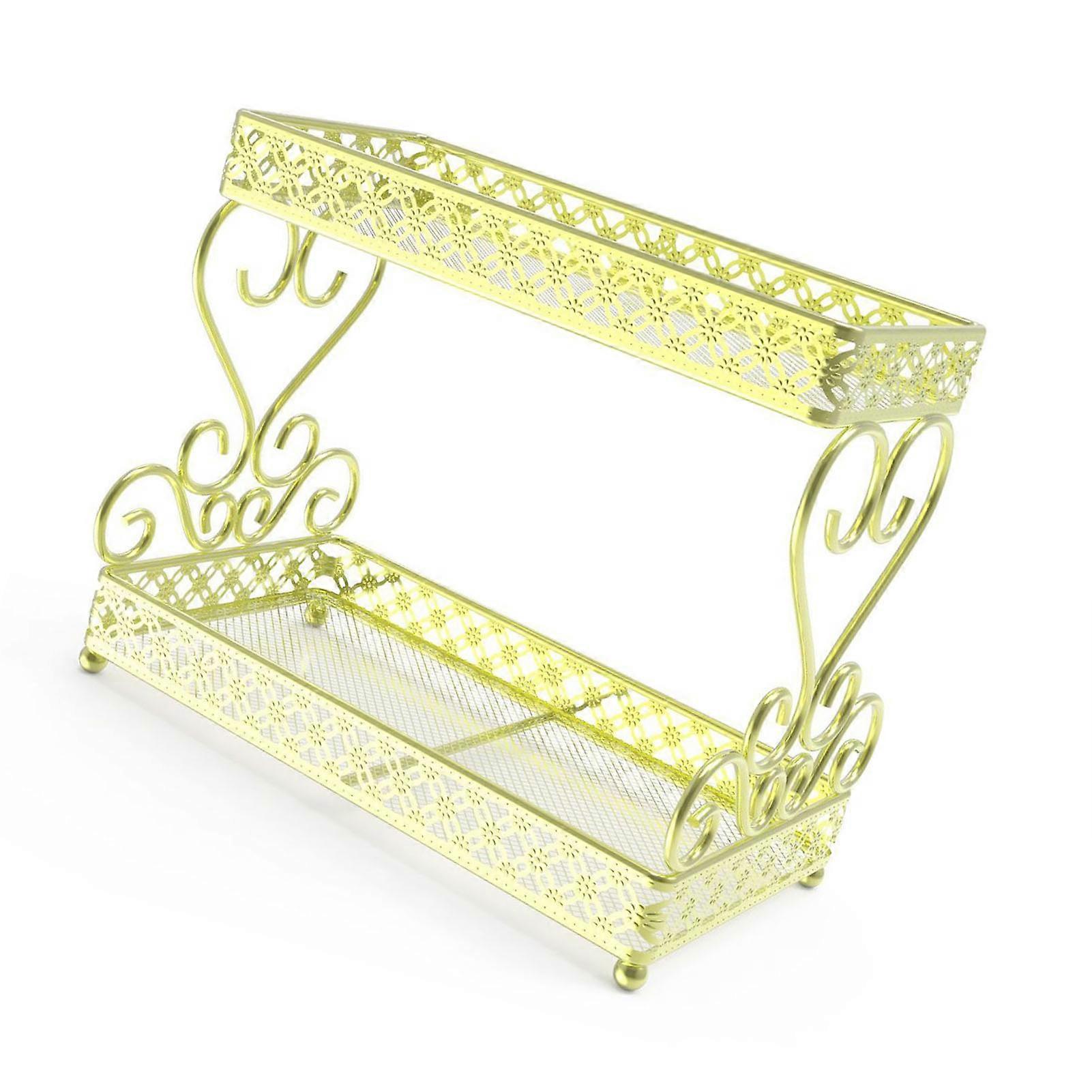 Double Layer Gold Makeup Organizer Large Capacity Storage Rack