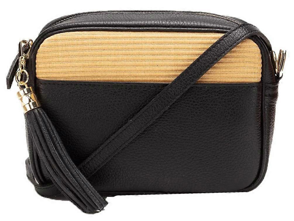 Elie Beaumont Raffia Crossbody Bag - Black
