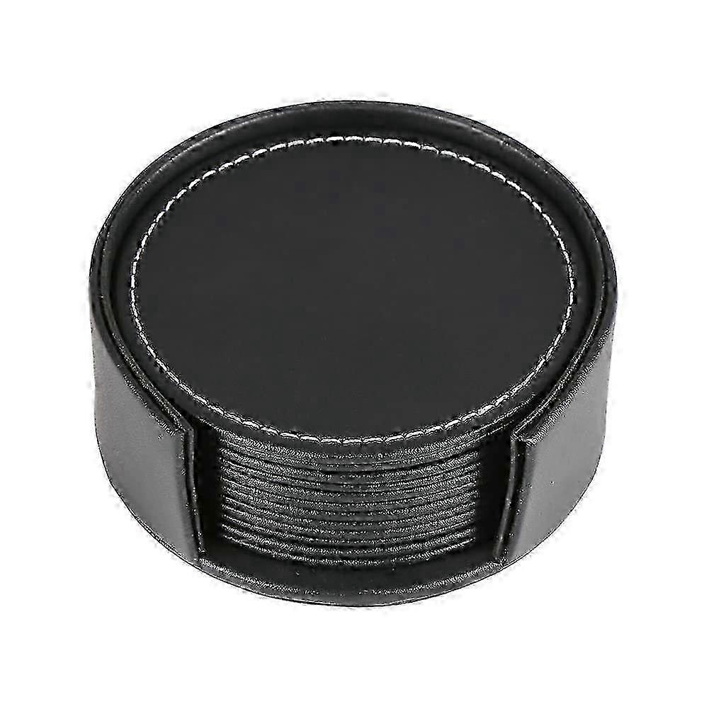 Leather coasters, 6-piece set, durable, waterproof and easy to clean