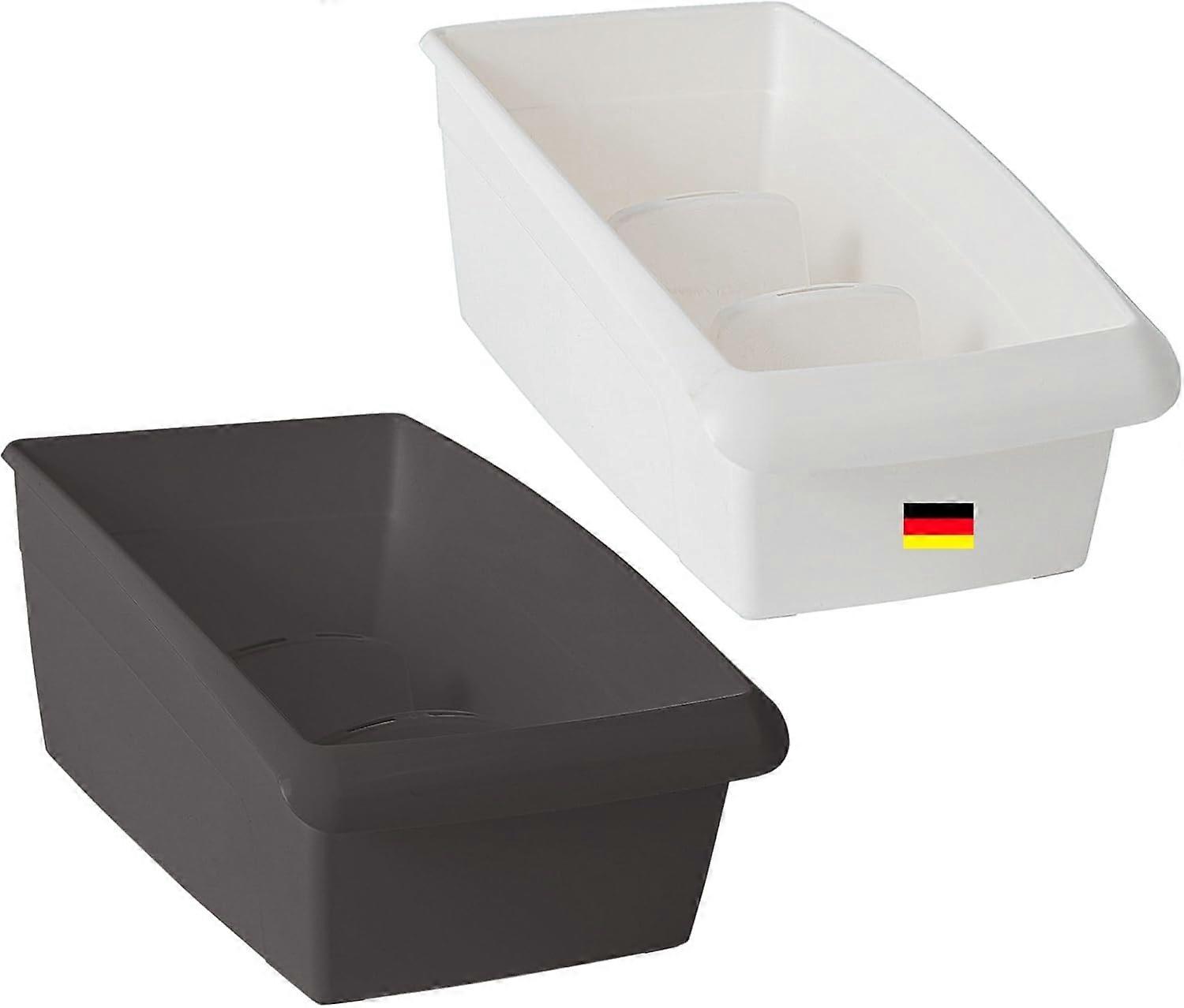 Novaliv 2er Set Kosmetik Organizer groß Schubladen Organizer Badezimmer - 25 x 16 cm WEISS & ANTHRAZ
